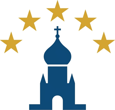 Минималистичный современный логотип компании Salut-Tour по бронированию пятизвездочных отелей Москвы на белом фоне